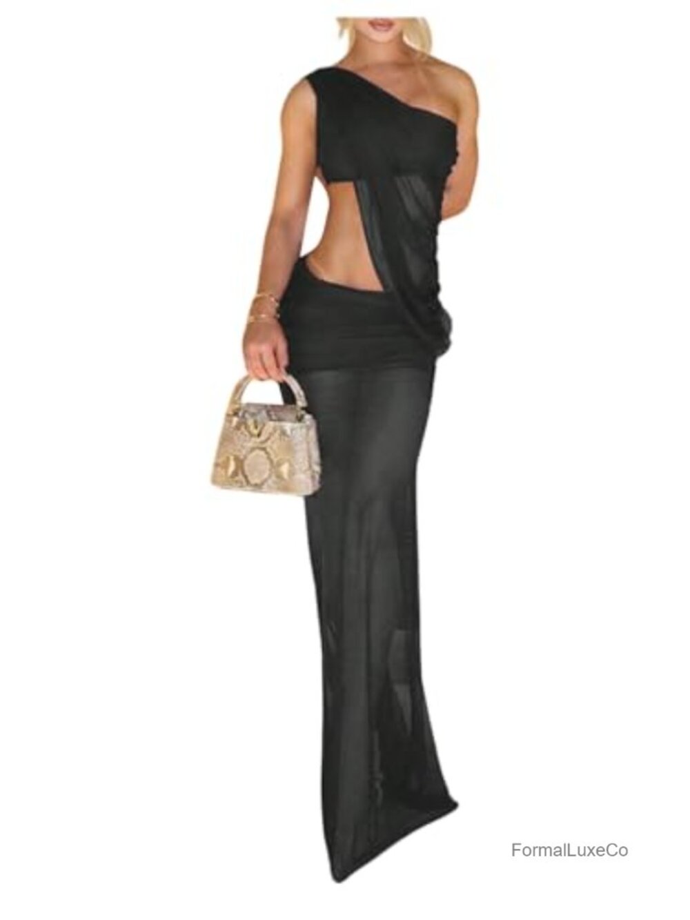 Women's 2 Piece Outfit One Shoulder Mesh Crop Top & Skirt Set
